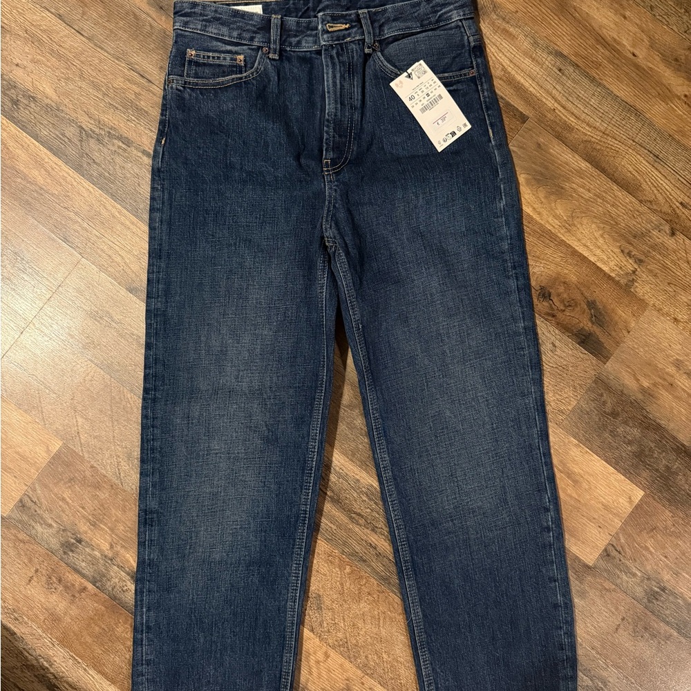 Zara Women's Straight Leg Blue Jeans